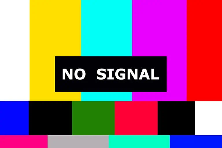 Vintage television test pattern with 'No Signal' message and static noise bars, illustrating the moment when musicians realize their Facebook ad campaigns have failed and need immediate strategy adjustments
