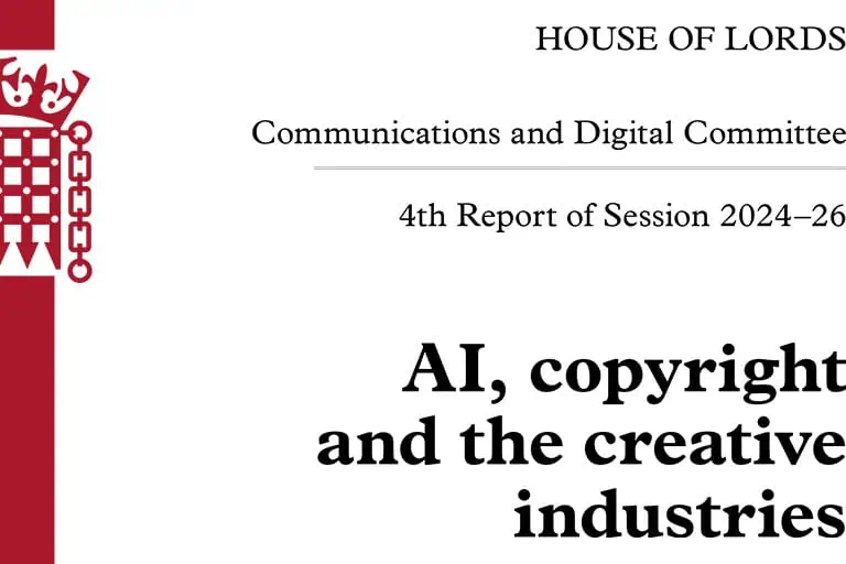 The cover of the report HL 267 from the House of Lords Communications and Digital Committee, AI, Copyright and the Creative Industries published on 6th March 2026